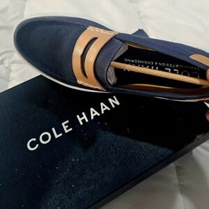 Cole Haan Men's Blue and Tan Loafers